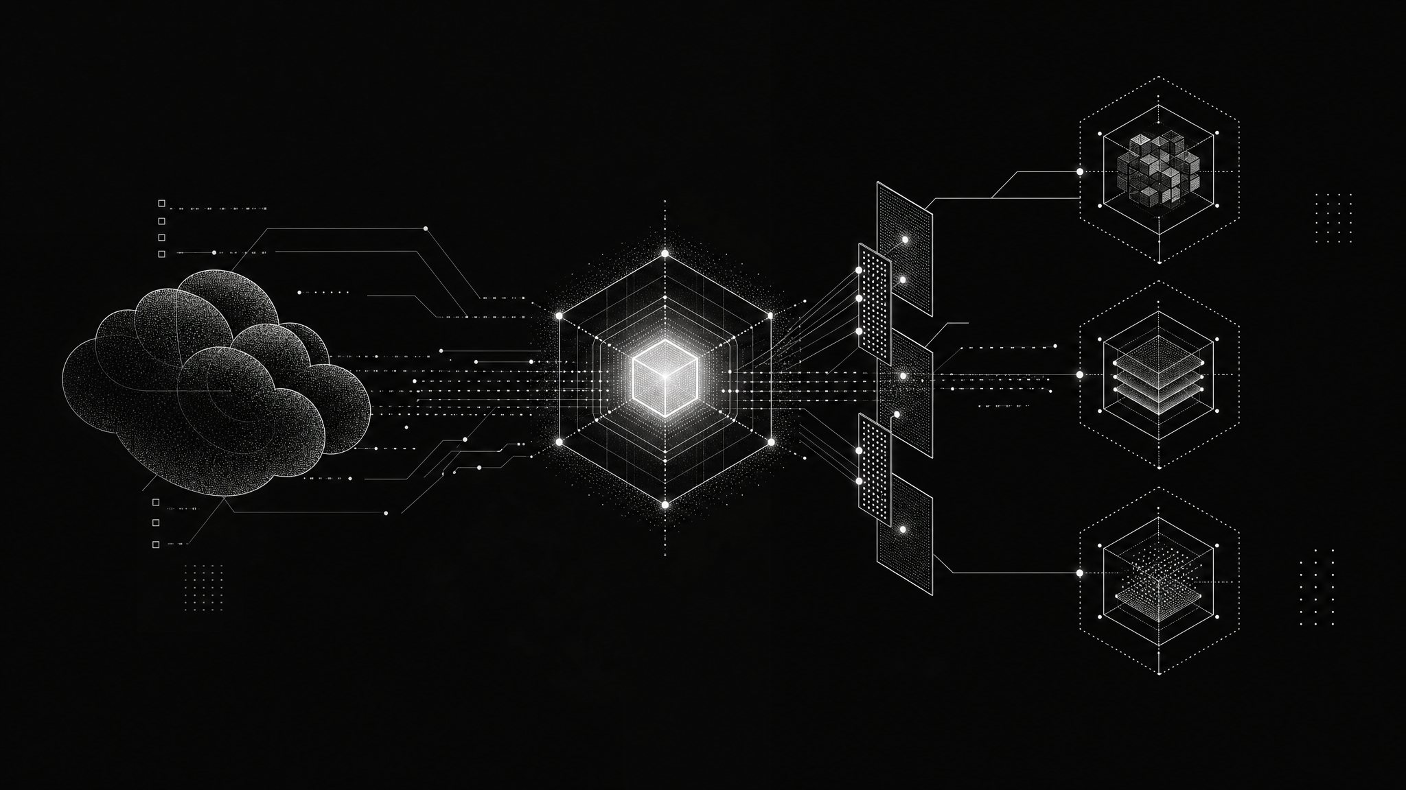OpenAI Dots abstract cloud computer and permission gates